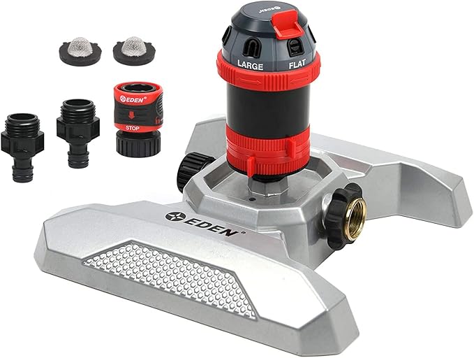 Eden Adjustable Mini Oscillating & Mobile Rotary Garden Sprinklers Bundle with Quick Connect