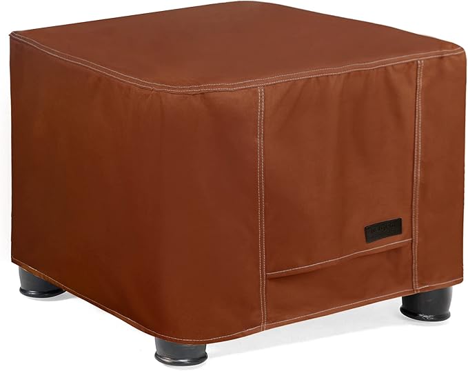 NettyPro Waterproof Ottoman Cover Square 20 x 20 Inch Outdoor Patio Furniture Ottoman Table Cover, Brown