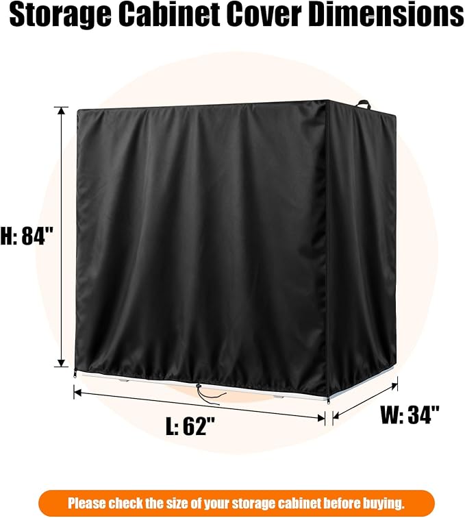 Kasla Storage Cabinet Cover, Outdoor Chest Storage Waterproof Cover, Weatherproof Cabinets Covers for Kitchen Patio Garden Backyard (62"L×34"W×84"H)