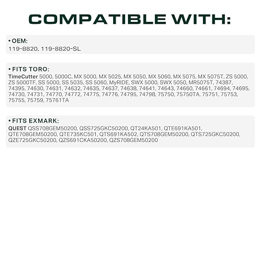 UDC Parts 119-8820 Deck Belt Replacement for Toro TimeCutter 50 Inch SS5000 MX5000 5000 MX5060 75750 75755 Exmark Quest Zero Turn Mowers 119-8820-SL SS5060 74630 74632 75751 /Aramid Cord /141.1 inches