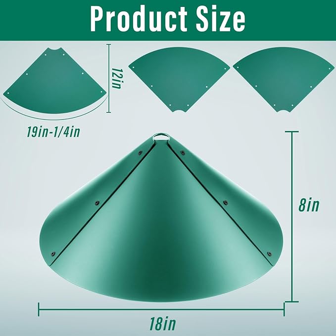 Domensi 4 Sets 18 Inches Squirrel Baffle for Bird Feeder Pole, Outside Pole Mount House Guard Bird Feeder Baffle for Shepherd's Hook, Preventing from Squirrels, Raccoons(Green)
