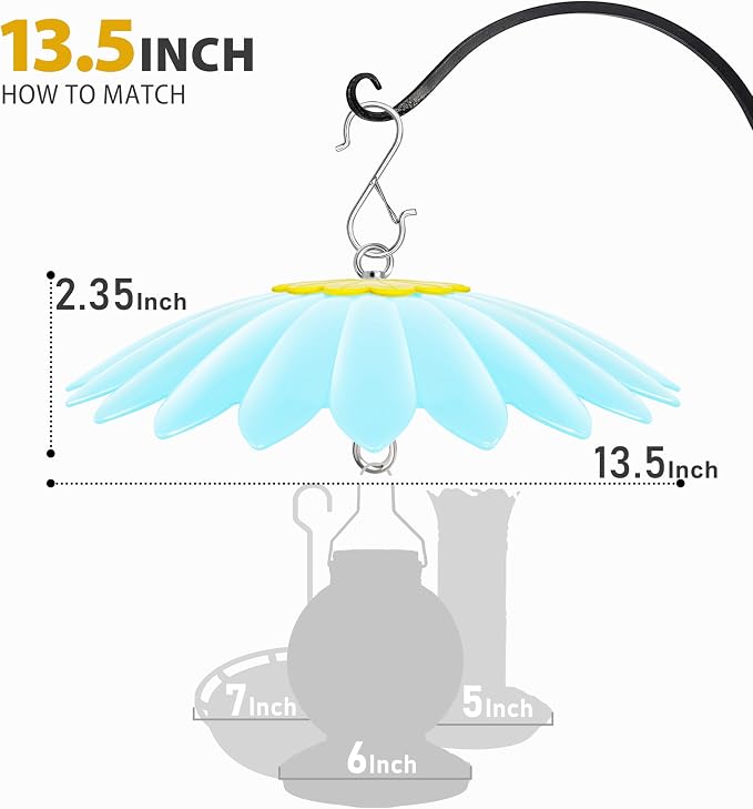 13.5 inch Rain Guard for Bird Feeder,Hummingbird Feeder Shade Dome Cover,Umbrella Cover for Bird House for Outdoor,Squirrel Baffle(Blue)