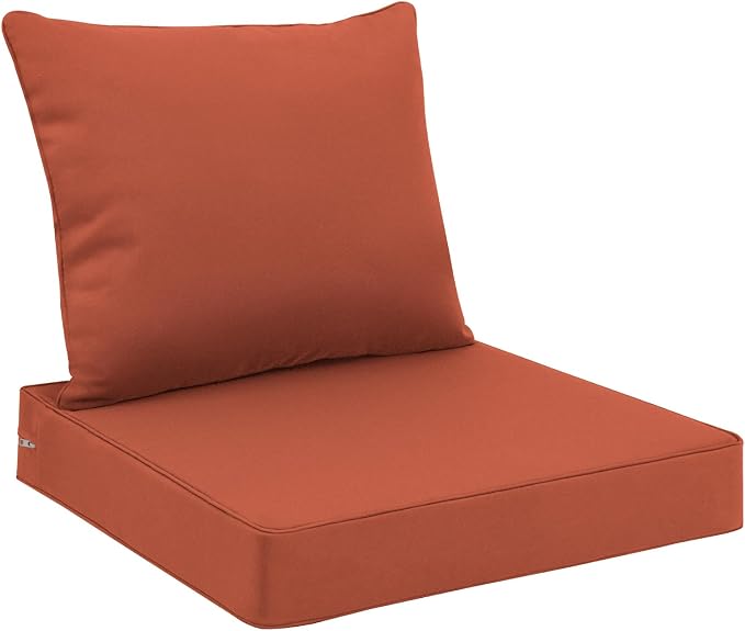 Favoyard Outdoor Seat Cushion Set 24 x 24 Inch Waterproof & Fade Resistant Patio Furniture Cushions with Removable Cover Deep Seat & Back Cushion with Tie Straps for Chair Sofa Couch