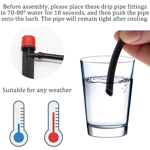 100FT 1/4" Drip Irrigation System Kit, Automatic Watering System, DIY Automatic Irrigation Equipment Set for Greenhouse, Garden, Yard, Lawn