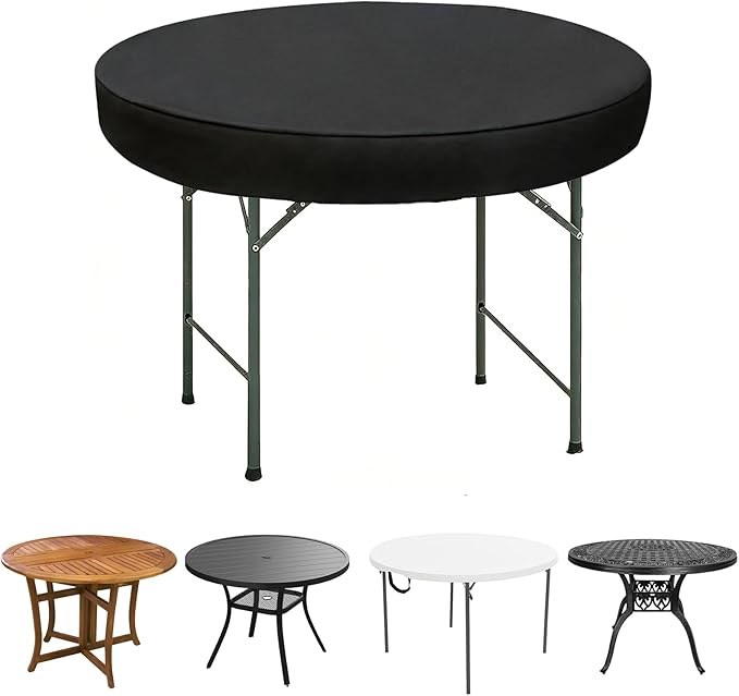 SUNICO Outdoor Round Table Cover 48" Dia, Patio Table Cover Round for Patio Circle Coffee Table & Dining Table & Picnic Table.Windproof, Waterproof, Stain-Resistant, Durable Table Cover