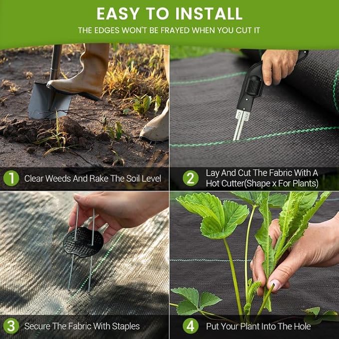 4FT x 100FT Weed Barrier Landscape Fabric Heavy Duty, 3.2oz Gardening Weed Control Mat, Ground Cover Weed Block Gardening Mat, Woven Garden Cloth for Underlayment, Commercial Driveway Fabric
