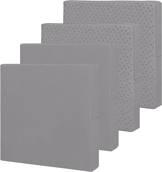 Easy-Going Waterproof Patio Cushion Covers 22x20x4 inch 4 Pack Replacement Non-Slip Outdoor Seat Cushion Slipcover with Zipper. Gray