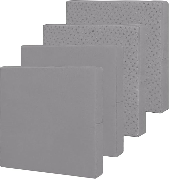 Easy-Going Waterproof Patio Cushion Covers 27x25x5 inch 4 Pack Replacement Non-Slip Outdoor Seat Cushion Slipcover with Zipper. Gray