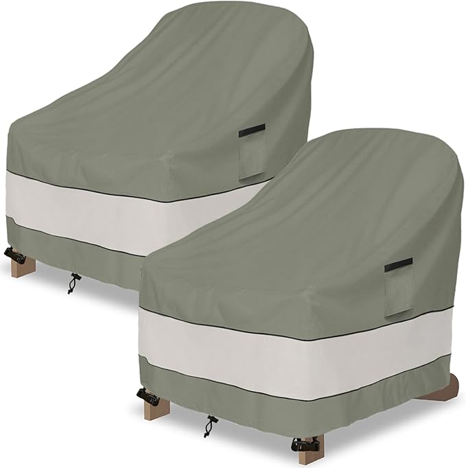 Outdoor Adirondack Chair Cover 2 Pack,Waterproof 100% Patio Chair Covers,32W x 35D x 36H inch,Patio Adirondack Chair Cover for Outdoor Chair -Grayish Green