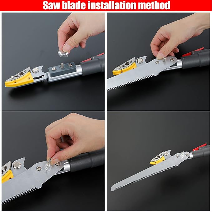 xixi-home Cut and Hold Pruners 4.6-9.8 Ft Long Reach Pole Saw Pruning Shears and Hold Bypass Pruner Extendable Tree Trimmer with Dedicated Serrations Telescoping Fruit Picker