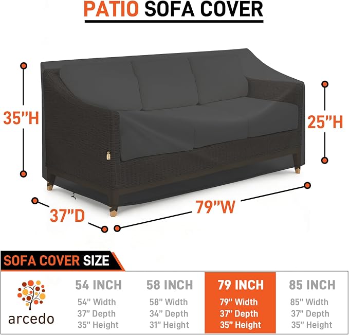 Arcedo Outdoor Chair Cover and Outdoor Sofa Cover Set, 3 PCS – Waterproof UV Resistant Dustproof for Backyard Seating