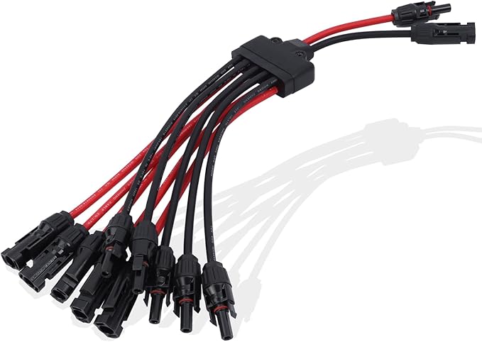 Solar Parallel Connectors for 5 Solar Panels, Tool-Free Solar Panel Connectors Cable 2 to 10 Y Branch Parallel Adapter, IP68 Waterproof Wires Splitter 10AWG for Solar Cable Extension(FMMMMM/MFFFFF)