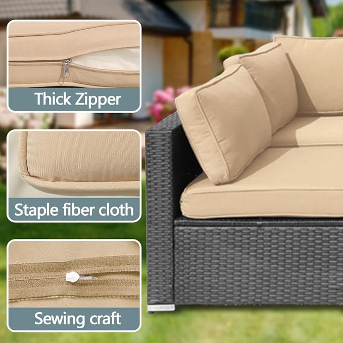 14Pcs Outdoor Cushion Covers Replacement Washable w/Zipper for 6-Seaters Sofa Patio Slipcovers Set Seat and Back Covers Only-23.6x23.6x4inch