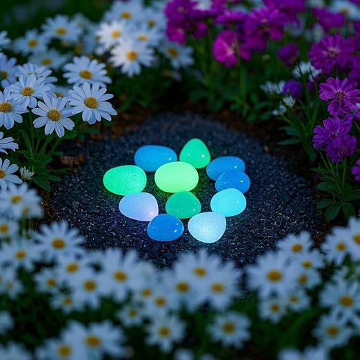 Glowing Pebbles for Garden Outdoor, Garden Glow Rocks, 4.4 Lbs | 1200PCS garden glow rocks, non-toxic for hours of steady glow, perfect for landscaping, patio,fish tank and garden decoration
