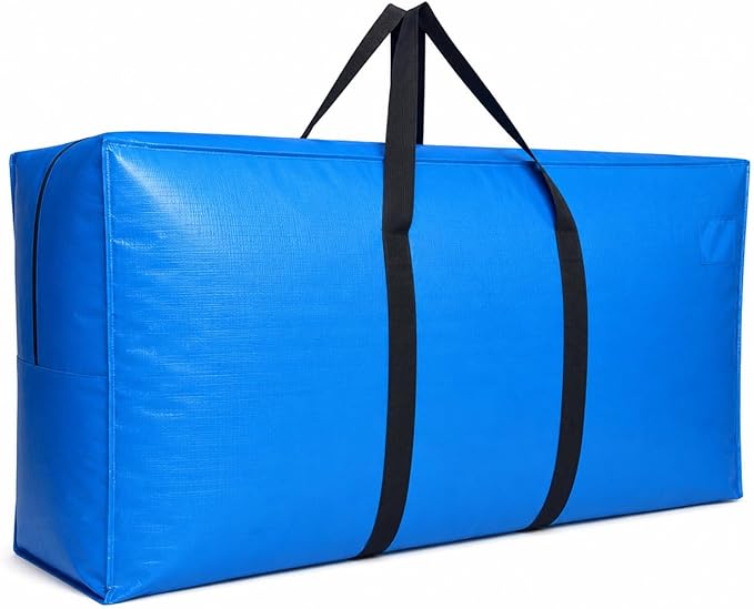 168 Gallon Extra Large Storage Bags, Jumbo Moving Storage Bags, Foldable Big Blue Waterproof Outdoor Patio Cushion Storage Bag, 65x30x20inch - 1PACK