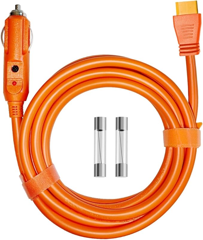 3M(10FT) 12V/24V Car Charging Cable to XT60 Connector, 14 AWG Cigarette Lighter Charger, Compatible with Anker SOLIX C300/C1000/F2000, EcoFlow Delta 2, BLUETTI AC2A Portable Power Station