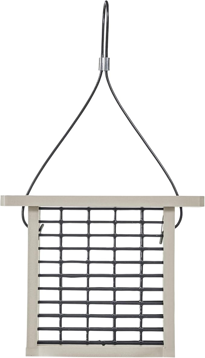 Birds Choice Suet Feeder for Single Cake | Recycled Plastic Suet Feeder for Outside Hanging | 7.5" L x 3" W x 6" H | Made in USA | Sea Salt