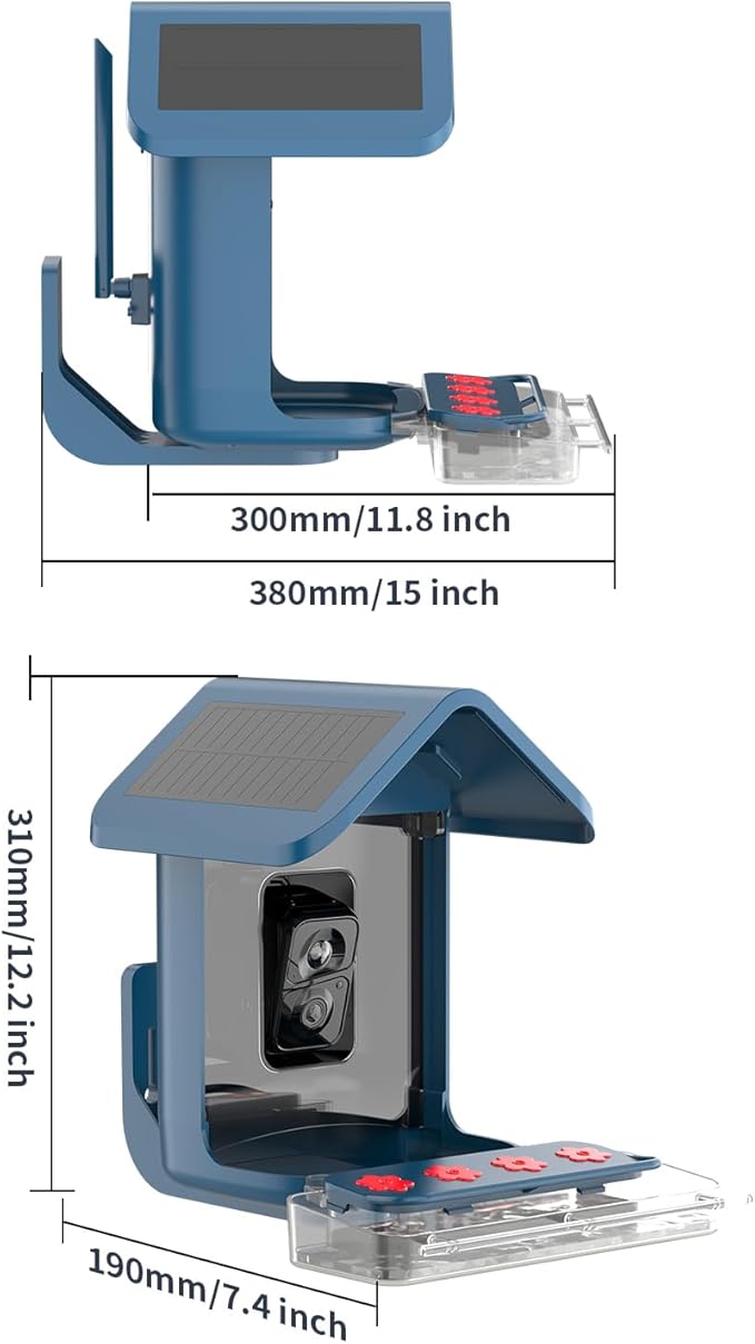 Bird Feeder with Camera Solar Powered : Smart Camera Bird Feeder 2K Live Feed Cam for Outdoor Backyard - Ai Identify Auto Capture Videos Pictures, Gifts for Birdlover Mom Dad, 2.5GHz WiFi