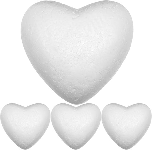 NUOBESTY 4Pcs Craft Foam Hearts Foam Hearts Balls 20cm Heart Shaped Polystyrene Painting Foam Modelling for DIY Craft Flower Arranging Wedding Decorations