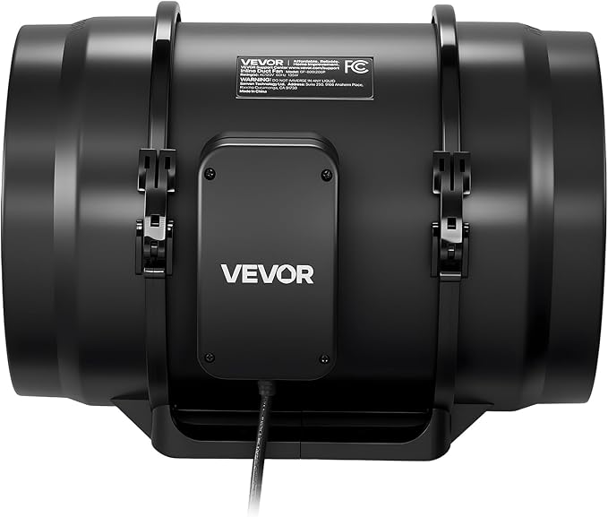 VEVOR Inline Duct Fan, 8-Inch 720 CFM with Power Cord, Quiet AC-Motor Ventilation Exhaust Fan for Cooling Booster, Grow Tents, Hydroponics