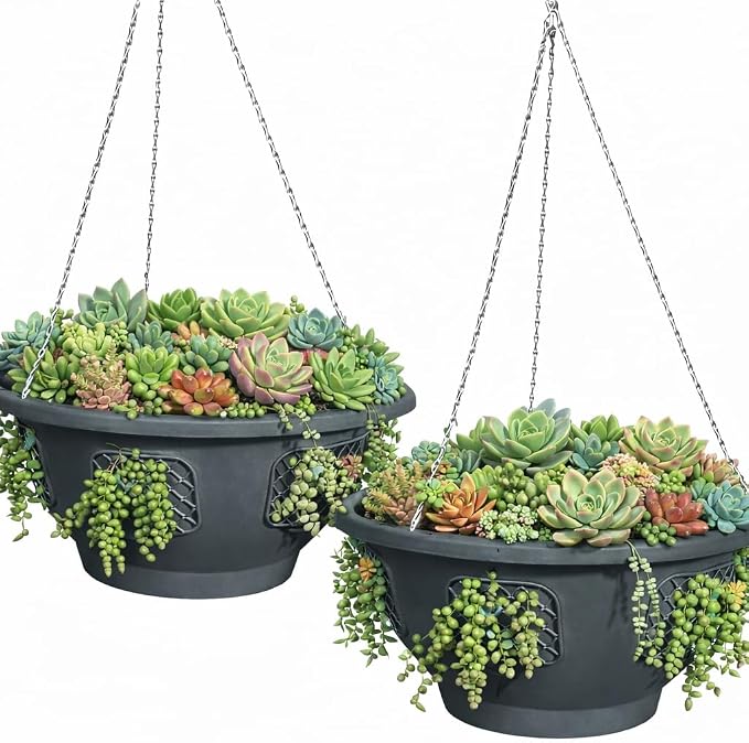 Ultimate Hanging Baskets - Strawberry, Tomato, Flower, and Herb Outdoor Planters - Use Garden Pots for Growing Plants Outside On A Deck, Fence, or Balcony (2)
