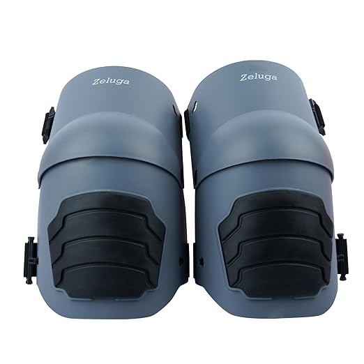 Zeluga 15-396 Heavy Duty Knee Pads with Anti-slip Strong Double Straps, Ultraflex Work Knee Foam Padding Pads, Safety for Indoor and Outdoor Use, Gray/Black