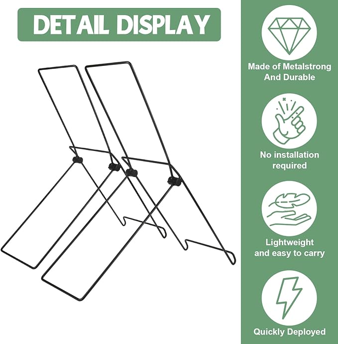 2 Pack Solar Panel Stand, Folding Solar Panel Stand Mounting Bracket - Quick Angle Adjustment, Portable Suitable for Solar Panels Less Than 0.35 Inches Thick