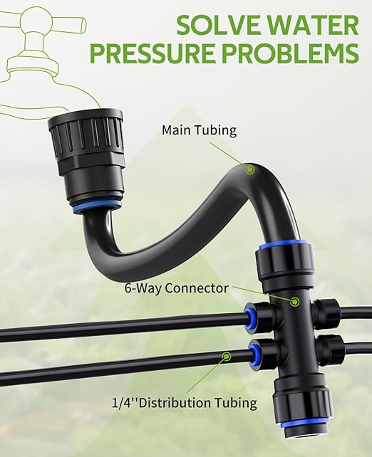 HIRALIY 220FT Drip Irrigation Kits for Plants, New Quick Connector Garden Watering System, Saving Water Automatic Irrigation Equipment for Patio Lawn