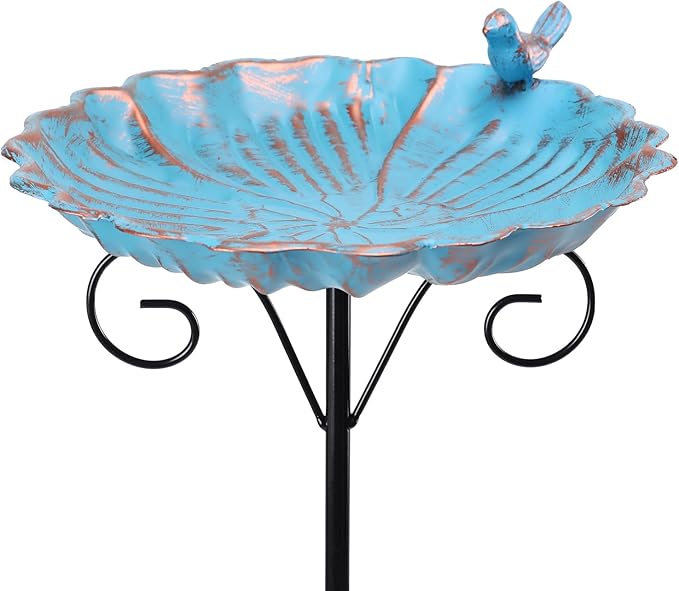 MUMTOP Metal Bird Baths for Outdoors, 34 inch Height Outdoor Birdbath Birdfeeder with Metal Stake for Outside Garden Yard Lawn Decor