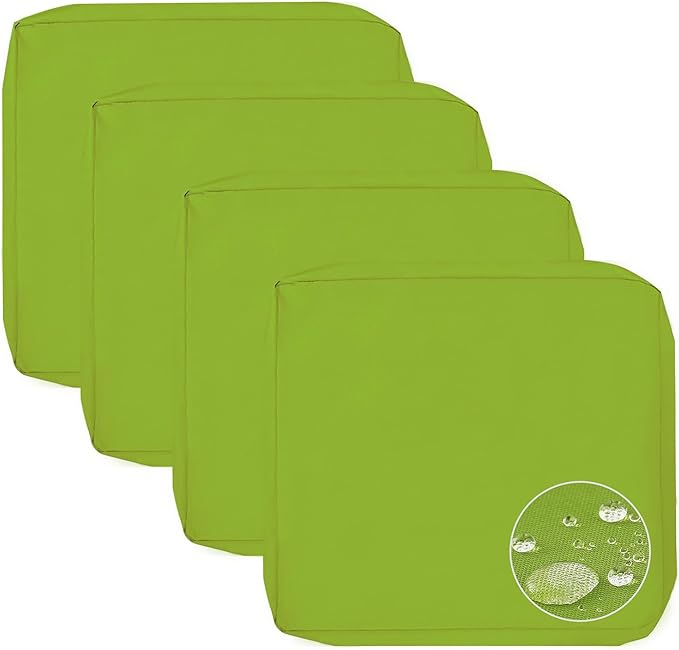 Sqodok Patio Cushion Covers 21x19 Waterproof Outdoor Cushion Covers Replacement 4Pack Patio Cushion Seat Slicovers for Sectional Sofa, Wicker Chair, Green
