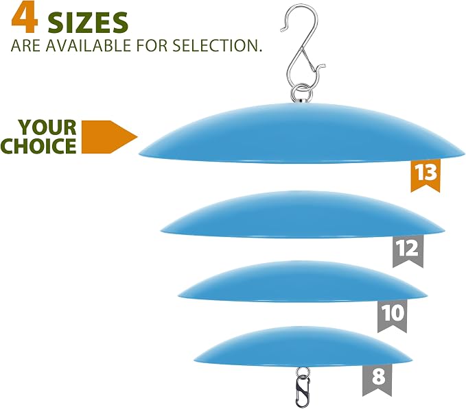 13" Bird Feeder Rain Guard, Hummingbird Feeder Shade Dome Cover, Hanging Baffle for Bird Feeder Pole,Smart Birds Feeder's Umbrella(Translucent Blue), 2 Pack