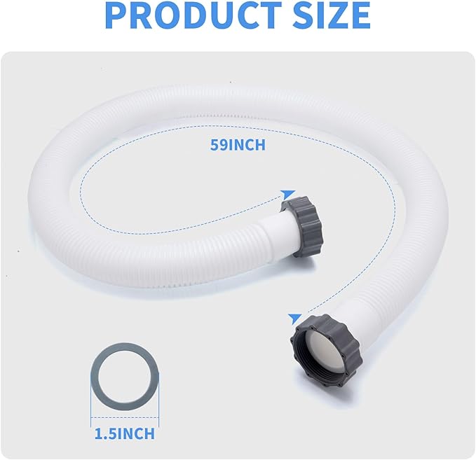 1.5" Pool Hose For Intex Filter Pump,1.5 Inch Pool Hoses For Above Ground Pools,29060e Pool Filter Hose For Coleman Intex Sand Filter Pumps & Saltwater Systems 59" Long (2 Pack)