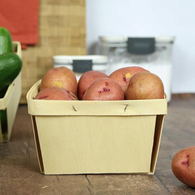Set of 10 Quart Harvest Baskets – Small Wooden Fruit and Vegetable Baskets – Perfect for Farmer’s Markets, Harvesting, Gifting, and Décor