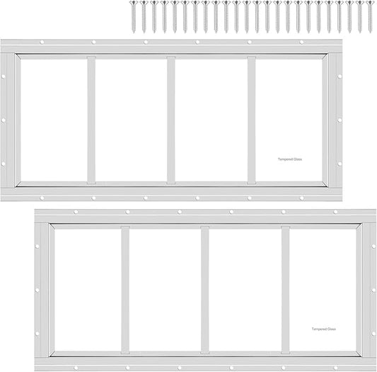 2 Pack Shed Window 10" W x23 H, White Flush Mount Window with Tempered Glass for Playhouses, Sheds, Garage and Chicken Coops