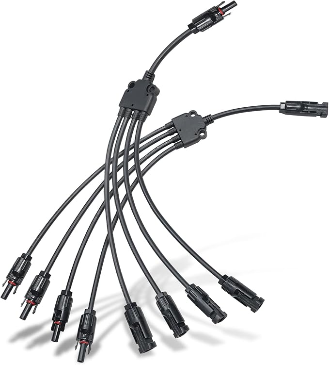 ECO-WORTHY Solar Connectors Y Branch 1 to 4 Parallel PV Adapter Cable Wire Plug Tool Kit for Solar Panel(M/FFFF and F/MMMM)