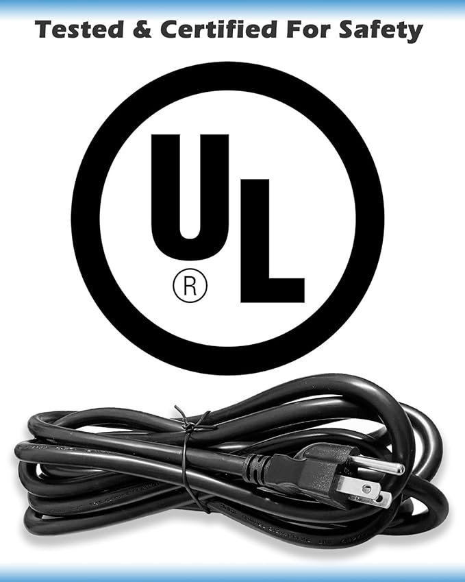 UL Listed 14AWG AC Power Cord;Heavy-Duty Power Station Charging Cable Compatible with Jackery Explorer 2000/1500/1000 Pro,Ecoflow,Bluetti etc;125V 15A Universal AC Power Cord;10ft Power Cable 3 Prong