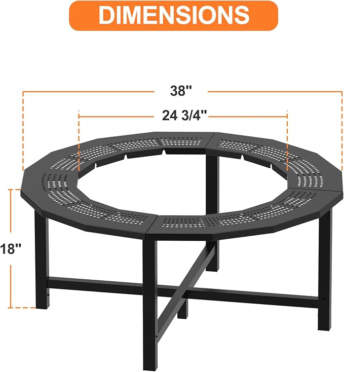 Fire Pit Surround Tabletop for Solo Stove Bonfire, Tiki, Outdoor Smokeless Fire Pit Table for Wood Burning Fire Pits, Powder-Coated Steel Stove Table Surround with Cover for Solo Stove