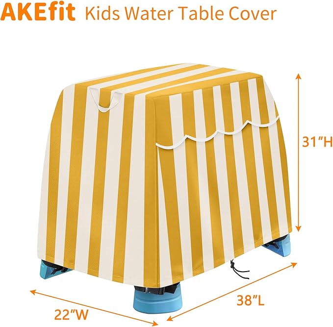 AKEfit Kids Water Table Cover Fits Rain Showers Splash Pond Water Table for Toddlers, Waterproof Dustproof Outdoor Toys Cover, Yellow White