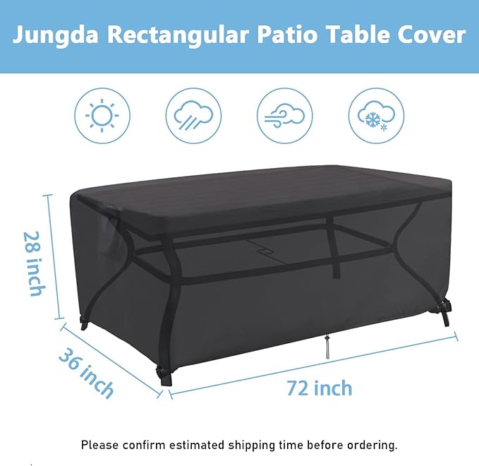 Outdoor Dining Table Cover, 72 Inch Rectangle Patio Dining Table Covers, Waterproof Outside Table Cover Furniture Covers - 72 X 36 X 28 Inch