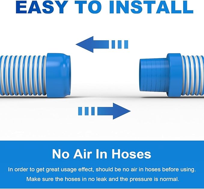 Poolvio Pool Vacuum Hose 40 Feet (12 x 40 Inch), 1.5 Inch Cuffs, Compatible with Most Inground Pool Automatic Cleaners, Blue