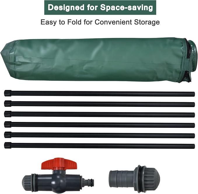 GOFLAME Rain Barrel Water Collector Portable Foldable Collapsible Tank,Spigot Filter Water Storage Container, Green (50 Gallon)