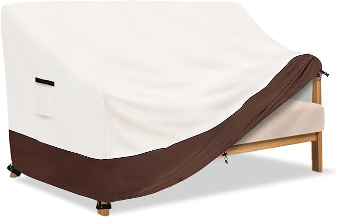 Outdoor Couch Cover,Heavy-Duty Waterproof Outdoor Sofa Cover,All-Weather Patio Furniture Covers for Loveseats & Benches (Beige,Fits 76" W x 32.5" D x 33" H)