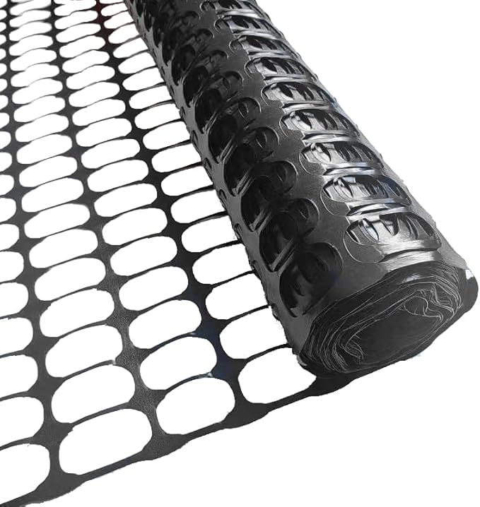 PotatoLife Plastic Mesh Fence Safety Fence, Extra Strength 4'x100' Roll with 100 Zip Ties, Resuable Temporary Netting for Garden Fencing, Construction, Snow Fencing, Animal Barrier, Poultry, Deer, Dog
