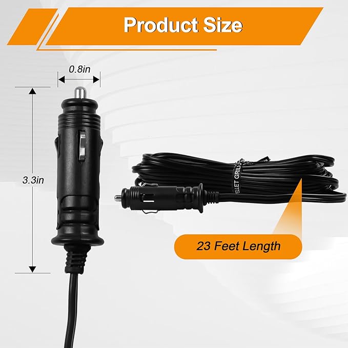 12V Power Cord for GMG Green Mountain Grill Jim Bowie, Daniel Boone, Davy Crockett 12V Prime/Prime Plus Pellet Grills, P-1012 Vehicle Adapter Replacement Part for GMG Ledge Peak Trek Grills