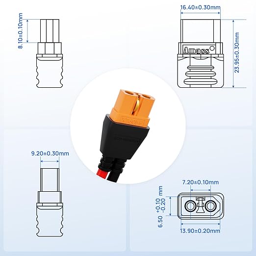 ECO-WORTHY Solar to XT60i Cable 12AWG 10FT Extension Cable Solar Connector to XT60i Adapter Cable for Portable Power Station LiFePO4 Battery
