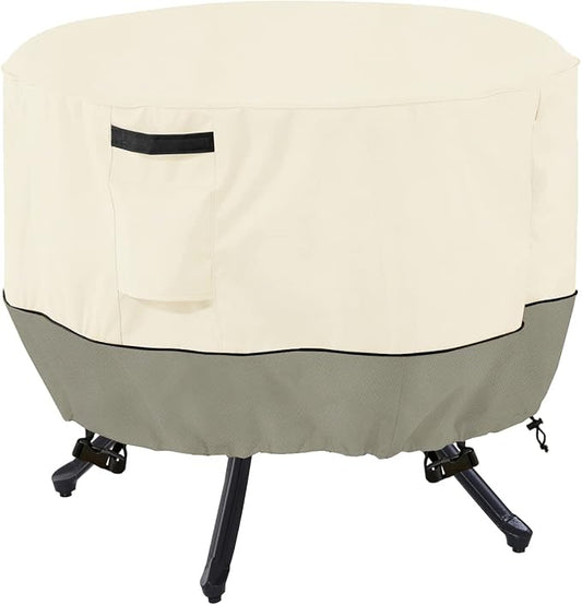 Round Patio Table Cover,600D Heavy Duty Outdoor Furniture Covers Waterproof,Round Patio Table for Patio Furniture Covers,48" Dia x 28" H,Beige&Grayish Green