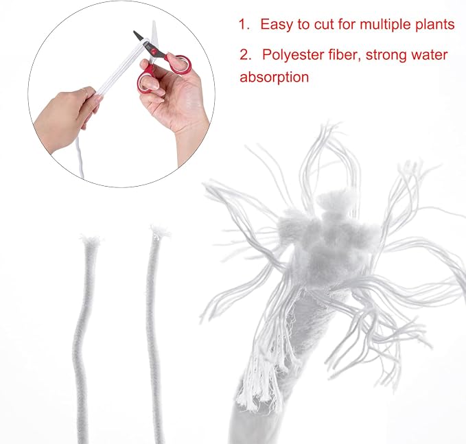 ORIMERC 300 feet 1/6 inch Self Watering Capillary Wick Cord Vacation Plant Sitter DIY Hydroponic Wicking Rope Seeds Start Planter Pot Automatic Potted Flower Passive Lazy Waterer String System Device