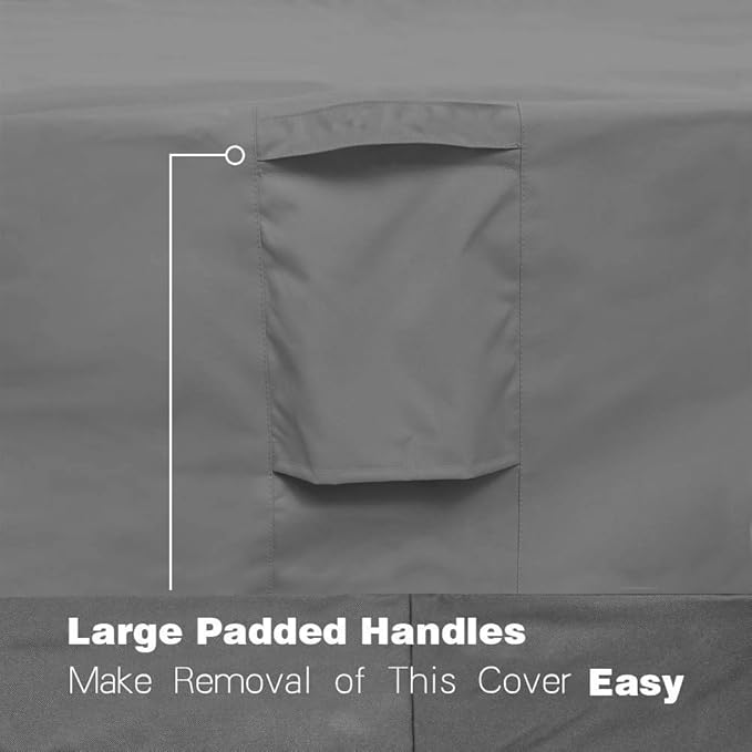 Vailge Rectangular Coffee Table Cover - Outdoor Lawn Patio Furniture Covers with Padded Handles and Durable Hem Cord - Heavy Duty and Waterproof,Fits Large Rectangular Coffee Table (Grey)