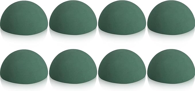 Shihanee 8 Pcs Half Ball Floral Dry Foam Green Round Foam Block Dry Balls Large Flower Craft for Artificial Plant Bouquet Arrangement DIY Craft(7.5 x 3.75 Inches)
