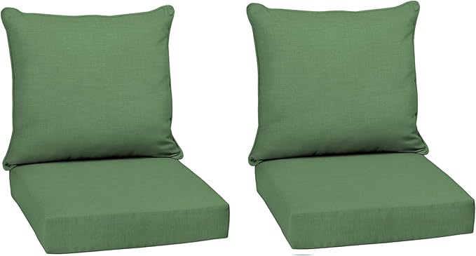 Arden Outdoor Deep Seat Cushion Set (2-Pack), 24 in x 24 in, Weather-Proof, Rain-Proof, Fade Resistant Patio Cushion for Chair, Sofa, and Couch Bright Moss Green Leala